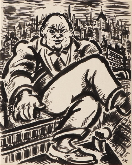 Artwork by Frans Masereel, The Capitalist, Made of Indian ink on paper Artwork by Frans Masereel, The Capitalist, Made of Indian ink on paper